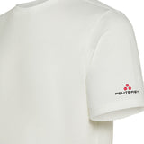 T-shirt in piquet stretch di cotone e seta panna