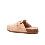 Sandalo sabot fibbia microfibra beige