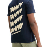 T-shirt TJM stampa logo bubble back blu