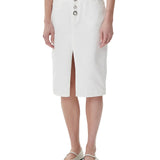 Gonna con applicazioni denim bianco