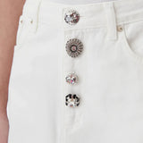 Gonna con applicazioni denim bianco