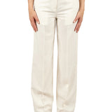 Pantalone chino palazzo misto lino burro