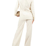 Pantalone chino palazzo misto lino burro