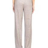 Pantalone chino palazzo lino/cotone sabbia
