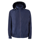 Bomber con zip e cappuccio tessuto softshell blu