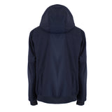 Bomber con zip e cappuccio tessuto softshell blu