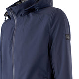 Bomber con zip e cappuccio tessuto softshell blu