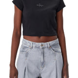 T-shirt Calvin Klein cropped logo monogram baby nero