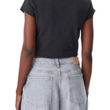 T-shirt Calvin Klein cropped logo monogram baby nero