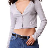 Cardigan Calvin Klein con bottoni e logo label grigio