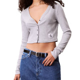 Cardigan Calvin Klein con bottoni e logo label grigio