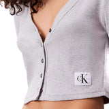 Cardigan Calvin Klein con bottoni e logo label grigio