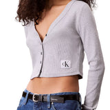 Cardigan Calvin Klein con bottoni e logo label grigio