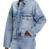 Giubbino con bottoni in denim chiaro