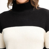 Dolcevita a righe chunky loose nero/bianco