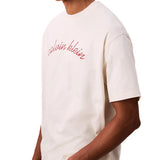 T-shirt Calvin Klein con logo in corsivo tofu