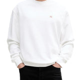 Felpa Calvin Klein in cotone logo badge bianco