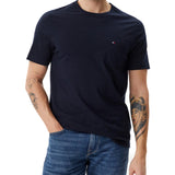 T-shirt Tommy Hilfiger con taschino e logo in cotone biologico blu