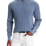 Maglia Tommy Hilfiger con lavorazione a trecce turchese