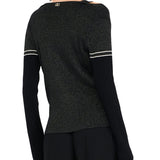 Cardigan con inserto in pizzo nero