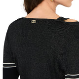 Cardigan con inserto in pizzo nero