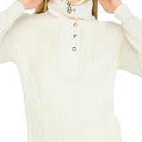 Lupetto LiuJo lavorato con mezza zip e bottoni latte