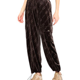 Pantaloni jogging in ciniglia cioccolato