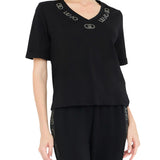 T-shirt LiuJo logo strass nero