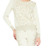Girocollo LiuJo in maglia con stampa leopardata latte/oro