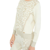 Girocollo LiuJo in maglia con stampa leopardata latte/oro