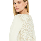 Girocollo LiuJo in maglia con stampa leopardata latte/oro