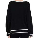 Maglia LiuJo con scollo a V eprofili a contrasto nero/bianco