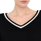 Maglia LiuJo con scollo a V eprofili a contrasto nero/bianco