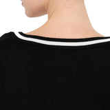 Maglia LiuJo con scollo a V eprofili a contrasto nero/bianco