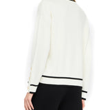 Maglia LiuJo con scollo a V eprofili a contrasto bianco/nero