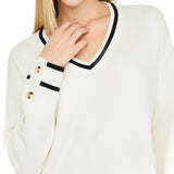 Maglia LiuJo con scollo a V eprofili a contrasto bianco/nero