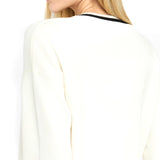 Maglia LiuJo con scollo a V eprofili a contrasto bianco/nero