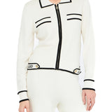 Cardigan con zip LiuJo e profili a contrasto bianco/nero