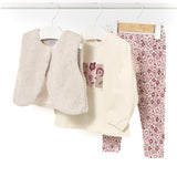 Completo tre pezzi (gilet+t-shirt+leggings) rosa