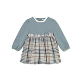 Abito manica lunga quadri poly blu multi