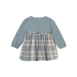 Abito manica lunga quadri poly blu multi