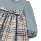 Abito manica lunga quadri poly blu multi