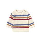Girocollo neonato lavorato a righe beige multi