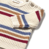 Girocollo neonato lavorato a righe beige multi