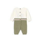 Pagliaccetto in maglia tricot neonato verde multi