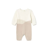 Pagliaccetto in maglia tricot neonato ecrù