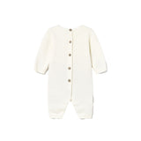 Pagliaccetto in maglia tricot neonato ecrù