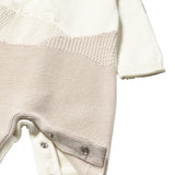 Pagliaccetto in maglia tricot neonato ecrù