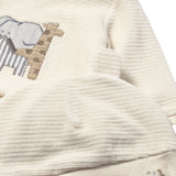 Completo cappellino, maglia e pantalone neonato beige