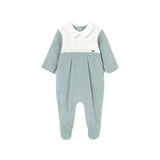 Tutina con colletto in ciniglia neonato ghiaccio